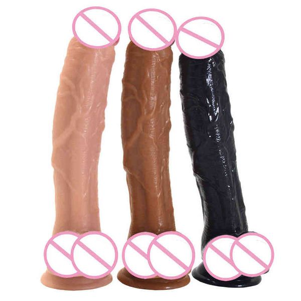 NXY Dildos Juguetes anales Ventosa femenina Pene artificial grueso 5 5 cm Enchufe largo para el pene Muñeca masculina Fake Jj Productos para adultos 0225