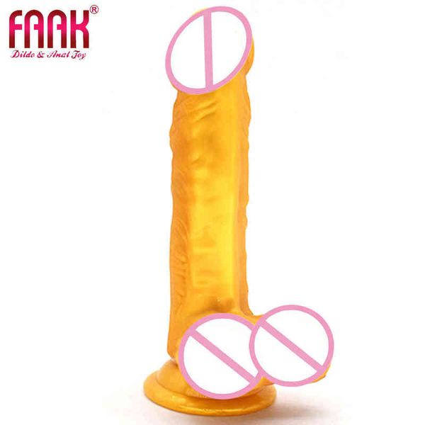 NXY Godes Anal Jouets Gode Manuel Doré Silicone Imitation Pénis Ventouse Dispositif De Masturbation Femme Amusant Produits Pour Adultes 0225