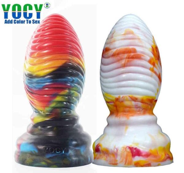 NXY Consoladores Juguetes anales Nuevo Yocy Gel de sílice líquido Masturbador para hombres y mujeres Ventosa manual Enchufe de pene grande Productos divertidos 0222893553