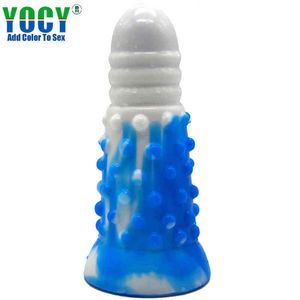 Nxy dildo's anale speelgoed yocy siliconen penis blauw en wit porselein grote korrel achtertuin plug climax volwassen seksuele producten 0225