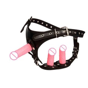 Nxy Dildos Chastity Belt Panties + Butt Plug Dildo para mujeres Cuero Bdsm Lencería sexy Mujer Gay Pareja Masturbación Juguetes sexuales 220420