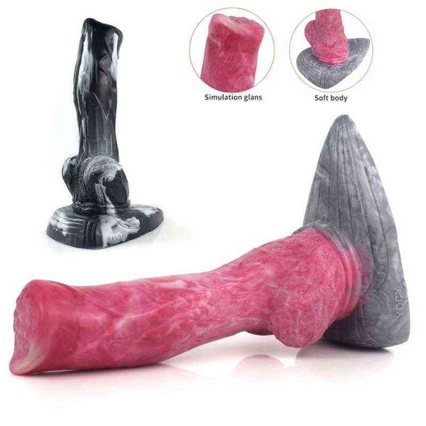 Nxy DILDOS DONGS enorme consolador G Masturbator Masturbator Fantasy Sex Toy para mujeres parejas con taza de succión Gory crudo color rojo tapón anal 220511