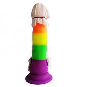 NXY Dildo Dongs Vloeibare Siliconen Realistische enorme Dick Gay Pride Rainbow Dildo met zuignap Faked Penis Seksspeeltjes voor Vrouw Erotische Volwassen Game 0114