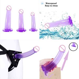 NXY DildoS Dongs Purple Dildo Wear Masturbation Device Sex Products Suction Cup For Women's Interest Anal Plug voor heren achtertuin 220514