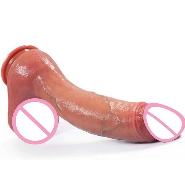 Nxy Godes Dongs Super Peau Réelle Silicone Gros Énorme Gode Réaliste Ventouse Coq Mâle Caoutchouc Artificiel Pénis Dick Sex Toys pour Femmes Vaginal 240330