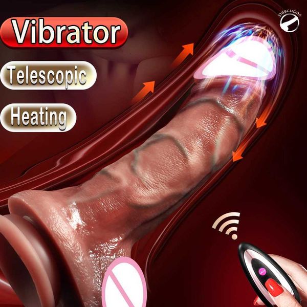 Nxy Consoladores Dongs Vibrador inalámbrico Telescópico para Mujeres Consolador Grande Vibrador Calefacción Sensación de Piel Polla Pene Realista Falos Grandes Silicona 240330