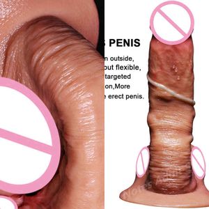 Nxy dildos dubbele laag vloeibare silicagel geverfde blauwe pees penis vrouwelijk draagbare echte persoon omgekeerde imitatie van ware en valse masturbatie 220607