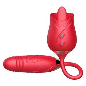 NXY Godes Drop Shipping Clit Sucker Rose Sex Toy Vibromasseur avec Pénis Gode 2 en 1 pour les Femmes Étendre 2 0 Jouets Adultes 0105