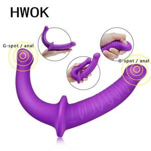 Nxy dildo's hwok dubbele hoofd riem dildo voor paar lesbische gay volwassen speelgoed realistische grote vrouwen 1225