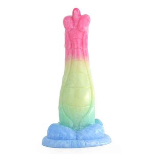 Nxy Dildos Gel de sílice líquido en forma de pene con ventosa para hombres y mujeres Anal Plug Soft Adult Sex Products 0317