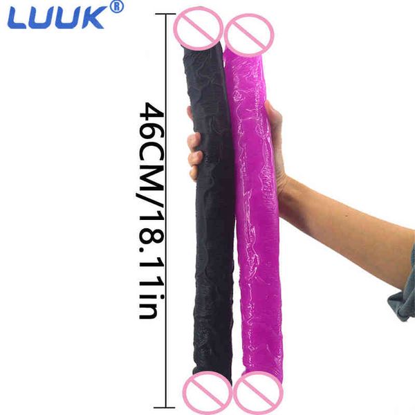 NXY Godes Luuk Super Long 46 cm Double Tête Gode Réaliste Pénis Sex Toys pour Femmes Produit Érotique Géant Lesbienne Flirt Masturbate Boutique 0105