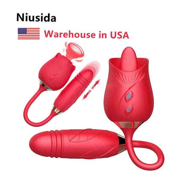 NXY Dildos Niusida Vibradores para mujeres Juguetes para adultos Mujer Sexo Consolador realista Rosa roja Vibrador Juguete vibrante 0105