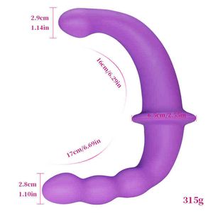 Nxy Dildos Dispositivo de masturbación de pene de silicona Doble cabeza Lesbiana Hombre Mujer Producto adulto Artificial para mujeres 220601