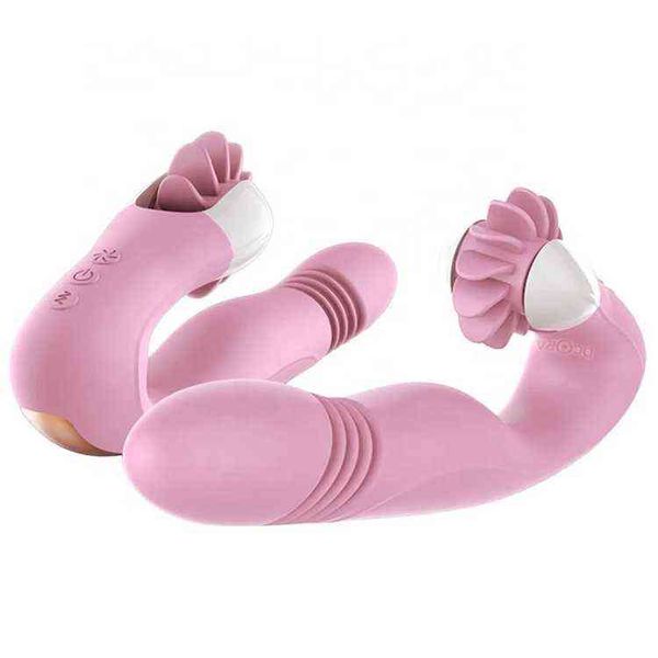 NXY Dildos Vibrador de lengua Mujer Mujer Producto sexual Juguetes Rotación telescópica Vibración Estimular Vagina Clítoris Punto G Consolador con calefacción 0105