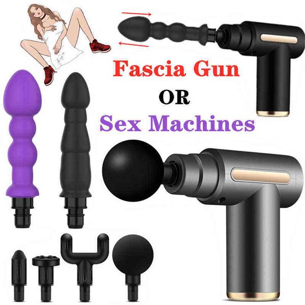 NXY Dildos Universal Fascia Gun Cabeza de masaje Dildo Pene Vibradores Máquinas Accesorios Relajación corporal Juguetes sexuales Masturbación femenina 0420