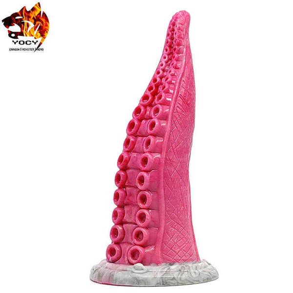 Nxy Dildos Yocy Gel de sílice líquido Ventosa Imitación Pene de lengua en forma especial para hombres y mujeres Plug anal Productos sexuales para adultos 0317