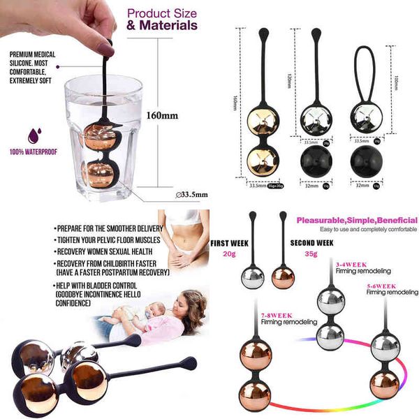 Nxy Oeufs Bullets Kegel Balls pour Débutants et Avancés Resserrement Vaginal Exercice de Rétrécissement Musculaire Haltère Boules de Geisha Adultes Sex Toys 220509