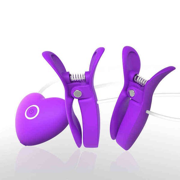 Nxy Eggs Rechargeable 10 Modes Pinces à tétons Clips Clitoris Vibrateur Oeuf Femelle Masturbation Sex Toys pour Femmes Couples Jeux de Flirt 220421