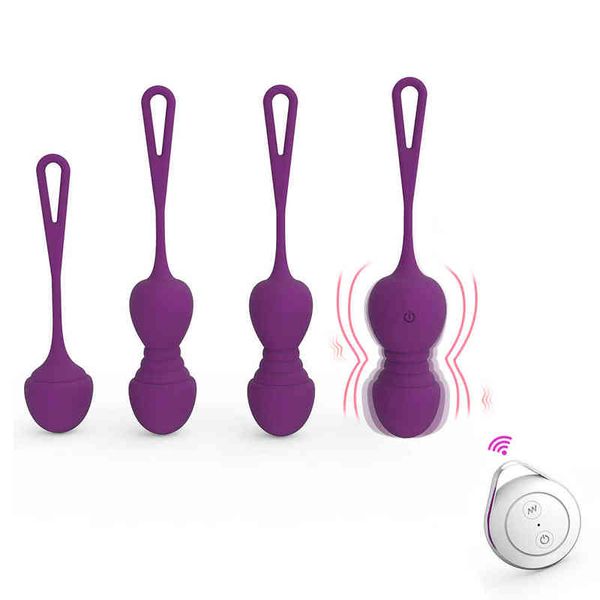 Nxy Eggs Télécommande Kegel Balls Vibrateur Vibrant Oeuf Sex Toys pour Femme Exercice Vaginal Serré Ben Wa Geisha Muscle Shrink 220421