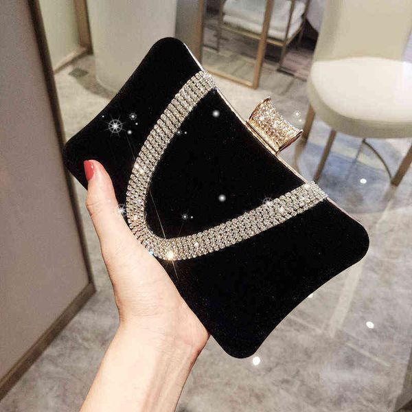 NXY Evening Bag Pochette De Soir￩e En Daim Et Strass Pour Femmes, Sac ￠ Main Bandouli￨re Mariage, Mini Bourse 0207