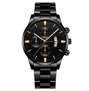 NXY Fashion Watches banden voor heren Gold Cuena 845 Men039S Beltkalender Sportstaal Reloj Dial Watch 2203166775330