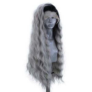 Nxy gris perruques synthétiques pour les femmes noires longue vague naturelle dentelle perruque partie libre Cosplay perruque haute température fibre perruques 230524