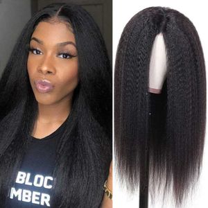 Nxy Hair Wigs Glueless Long Kinky Straight pour les femmes Partie médiane 10 30 pouces Yaki Bandeau Synthétique Quotidien 230619