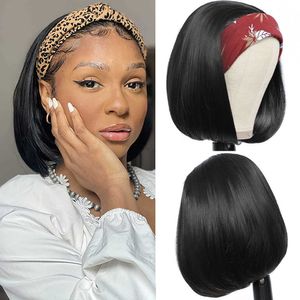 Nxy Cheveux Perruques Bandeau Synthétique Droite Court Bob Perruque pour Femmes Noires Facile à Porter 8 10 12 14 Pouces 230619