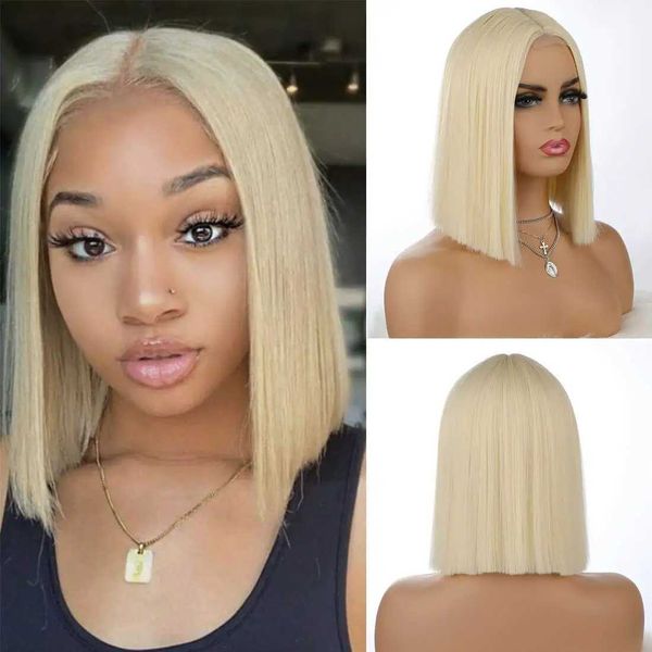 Nxy Cheveux Perruques Court Bob 613 Blonde Perruque Synthétique Partie Moyenne Droite Naturelle pour Femmes Résistant À La Chaleur Usage Quotidien 230619