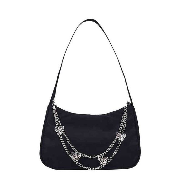 Bolso de mano Nxy, bolsos de hombro con cadena de mariposa a la moda para mujer, bolsos de hombro informales de Color puro que combinan con todo, monederos elegantes para axilas para mujer, monederos pequeños Hobos 0213