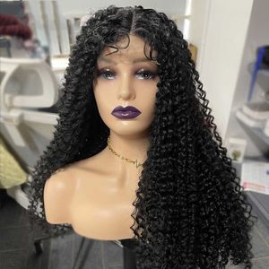 Nxy Kinky Curly Lace Front Pelucas 180% Densidad Natural Negro Sintético T Parte Lace Frontal Pelucas Glueless Con Baby Hair Para Black Wome 230524