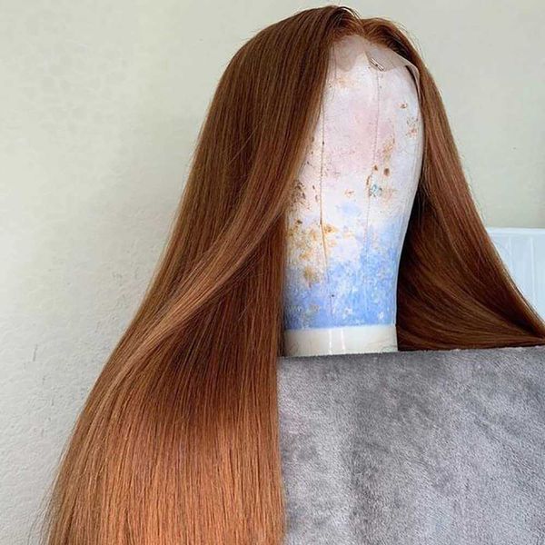 Nxy Lace Front Wigs Long Ginger Straight Honey Blond Perruques pour Femmes Perruques Synthétiques Résistantes À La Chaleur Délié Naturel Avec Des Cheveux De Bébé 230524