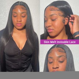 Nxy Lace Wigs 32 Pouces Cheveux Humains Brésiliens 180 Densité 4x4 Fermeture Os Droit Remy 13x4 Frontal pour Femmes Noires 230106