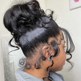 Nxy Lace Wigs 360 cheveux humains complets pré-épilés brésiliens pour les femmes 13x6 Hd frontal 30 32 pouces vague de corps avant 230106