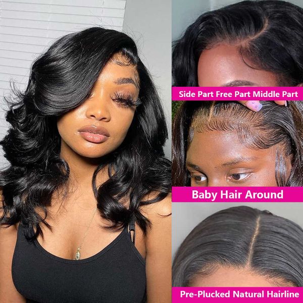 Pelucas de encaje Nxy Bob Body Wave Front cabello humano para mujeres Pre arrancado brasileño 13x4 Hd Frontal 5x5 cierre 230106