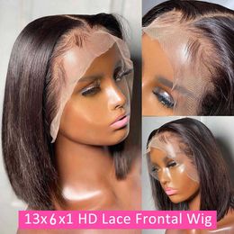 Nxy Lace Wigs Bob court brésilien os soyeux droite cheveux humains pour les femmes naturel pré plumé t partie avant 230106