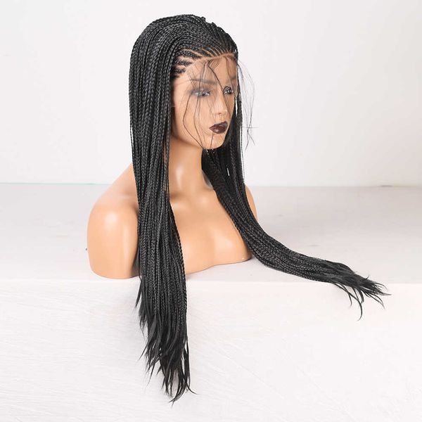 Nxy Long Tressé Boîte Tresses Perruque Synthétique Avant de Lacet Perruques pour Femmes Noir Résistant À La Chaleur Fibre Cheveux Dentelle Perruque avec Bébé Cheveux 230524