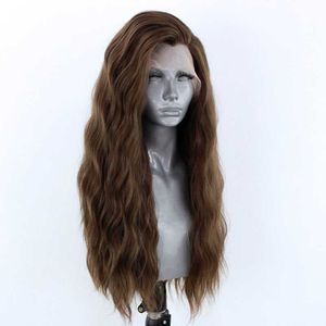 Nxy Long Ondulé Synthétique Avant de Lacet Perruque Sans Colle Cheveux Bruns Perruque Dentelle Perruques pour Femmes Naturel Hairline Cosplay Perruques Synthétique 230524