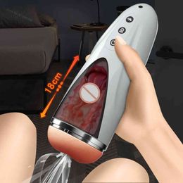 Nxy Masturbators Automatic Oral Sex Toys for Men Penis Trainer Male Masturbator Delay Ejaculation Stimulate Glans Vibration Massager Pussy 220420