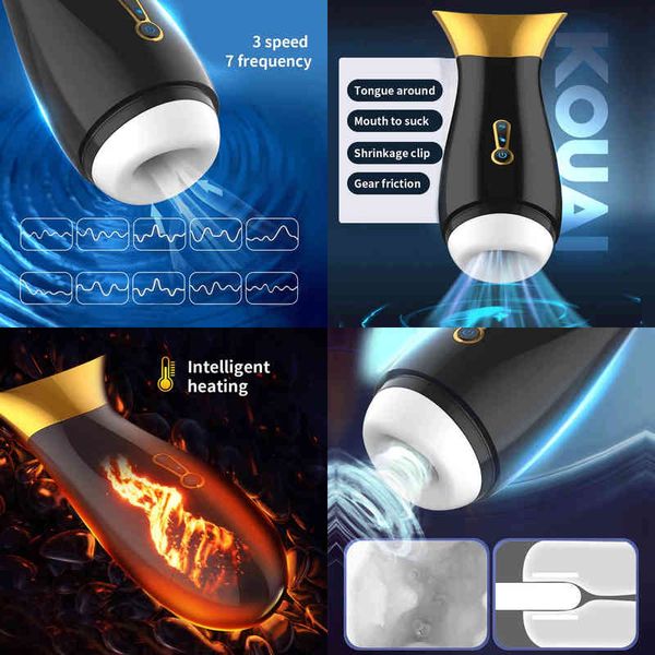 Masturbateurs NXY Masturbateur masculin à succion automatique pour hommes Aspiration 7 modes de vibration 3D Real Pussy Chauffage Vaginal Oral Sex Toys Adultes 18 220507