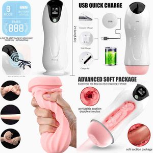 Nxy Masturbateurs Masturbateur Masculin Tasse avec Vibration Poche Hommes Masturbation Adulte Jouet Aspirateur Réaliste Texturé Vagin Stroker Sex Toys pour 220428