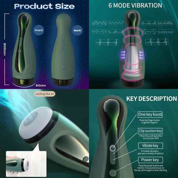 Masturbadores NXY Real Suck Blowjob Cup para hombres Masturbador masculino Productos para adultos Garganta profunda Vibración Succión automática Juguetes sexuales orales 220507