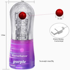 NXY Masturbateurs rechargeables 10 fréquence variable Burst Shot Ball Crystal Airplane Cup Penis Training Multi-canal Masturbateur masculin