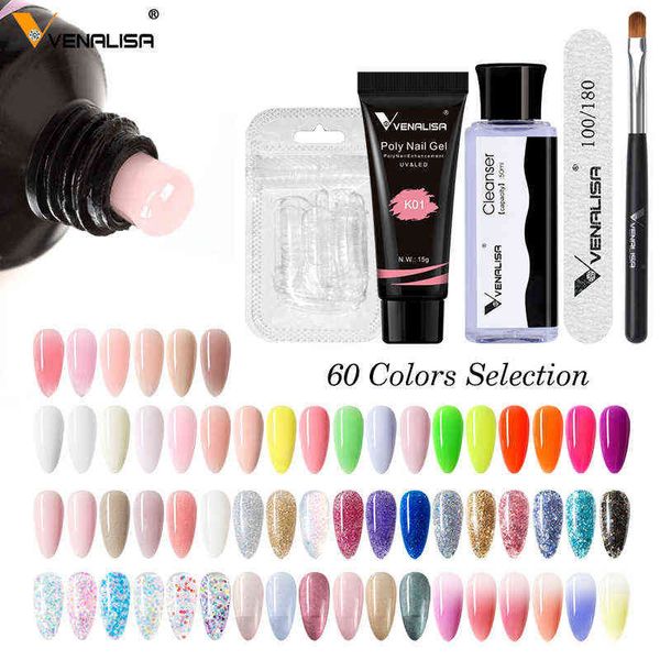 NXY Nail Gel Poly Kit Conseils Brush Slip Solution Glitter Neon Camouflage Polish Extension File Set 0328