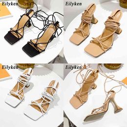 Nxy sandales Eilyken 2022 nouveau Design bride à la cheville femmes talon carré fête à lacets été étrange Style chaussures taille 41 42 0210