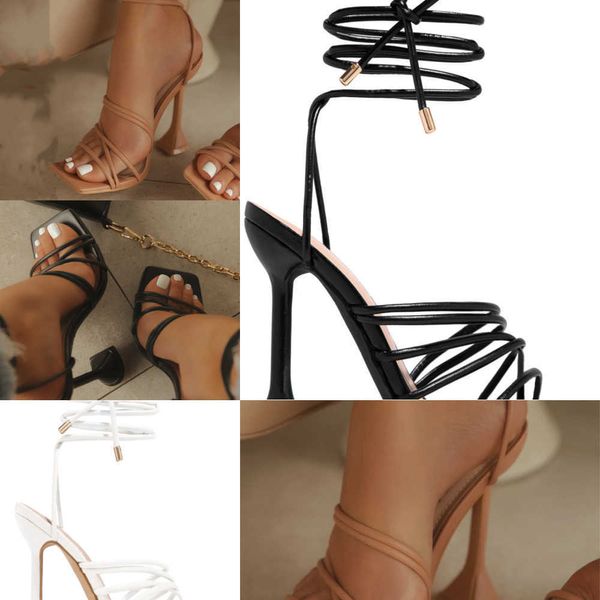 Nxy Sandals Summer Women Fashion Fetish High Heels Sandals Purple Lady Gladiador Open Toe Cross Tie Strap Stripper Shoes Pumps 230322