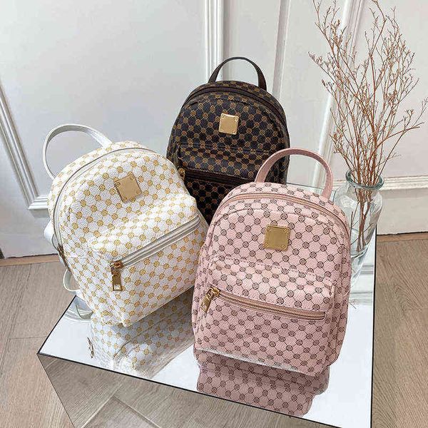 NXY Bolsas escolares PU Mochila para mujer Moda casual Mini bolsa con cremallera Atrás Punto blanco Impresión Teléfono móvil Monedero Rosa 220802