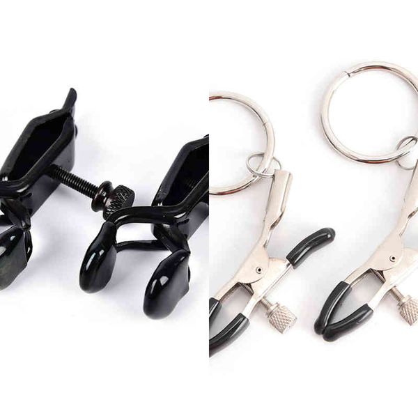 Nxy Sex Adult Toy 1 par de abrazaderas de pezón de campana de metal con clips de cadena Flirting Teasing Flirt Bondage Kit Slave Bdsm Erotic Exotic Accessories 1225