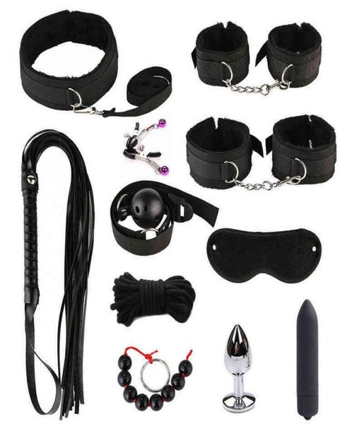 Nxy sexe adulte jouet adultes toys kits sm produit bdsm bondage nylon en peluche menottes whip gag metal metal anal plug vibrator shop pour 04113924302