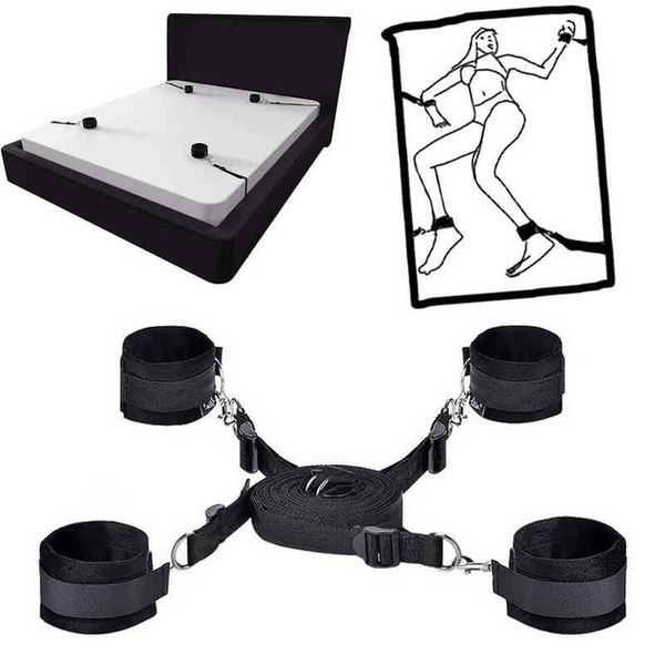 NXY Sex Adult Toy Bdsm Bondage Set Esposas Tobillo Cuff Restricciones Correa de cuerda Juguetes para mujer Parejas Productos Juegos de cama eróticos 0507